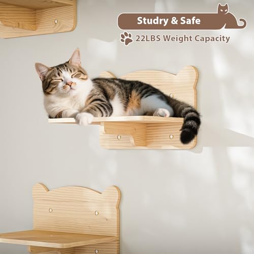 16 Pcs Wall Mounted Cat Shelves with Bed and Scratching Post G981