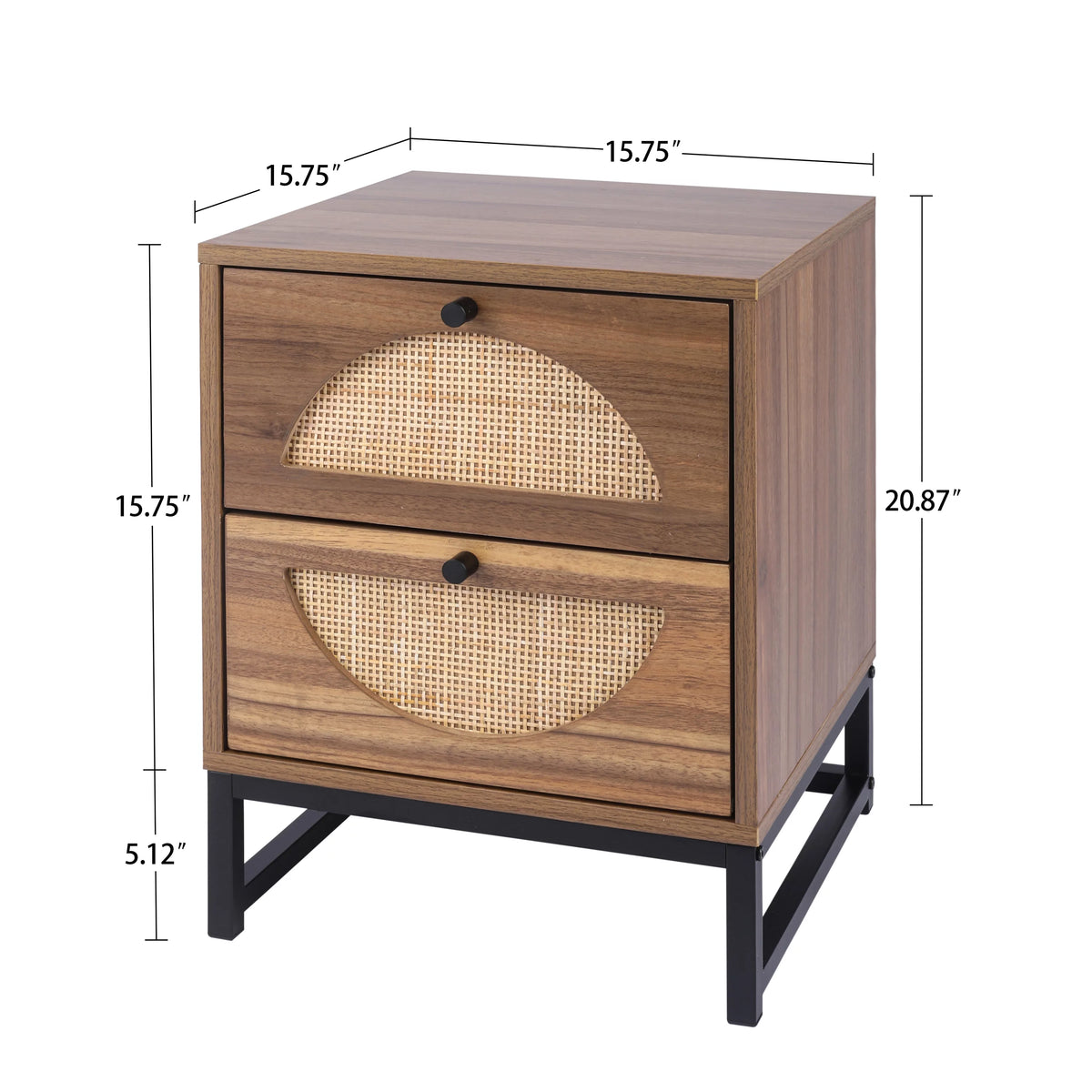 2 Hand Made Rattan Decorated Drawers Nightstand E656039