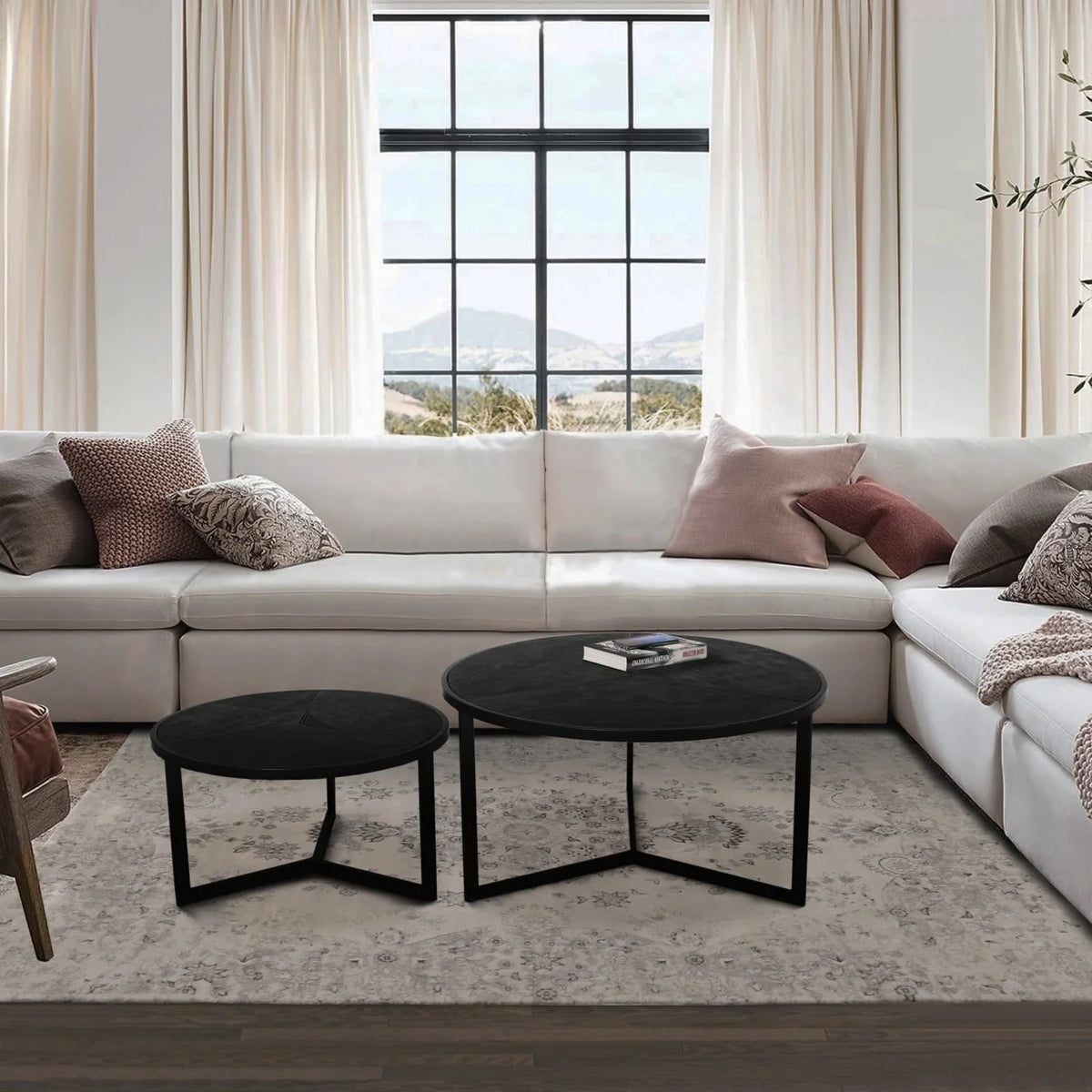 20 Inch Round Nesting Coffee Table Set Of 2 Mango Wood B863