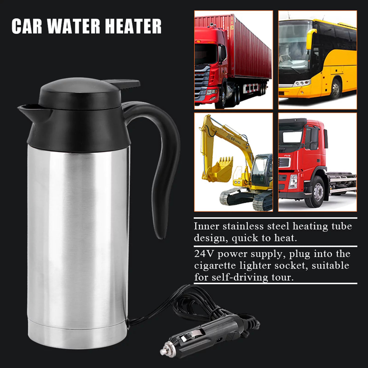 24V 750ml Portable Car Water Heater Bottle P91686