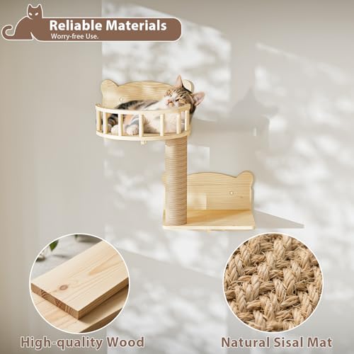 16 Pcs Wall Mounted Cat Shelves with Bed and Scratching Post G981