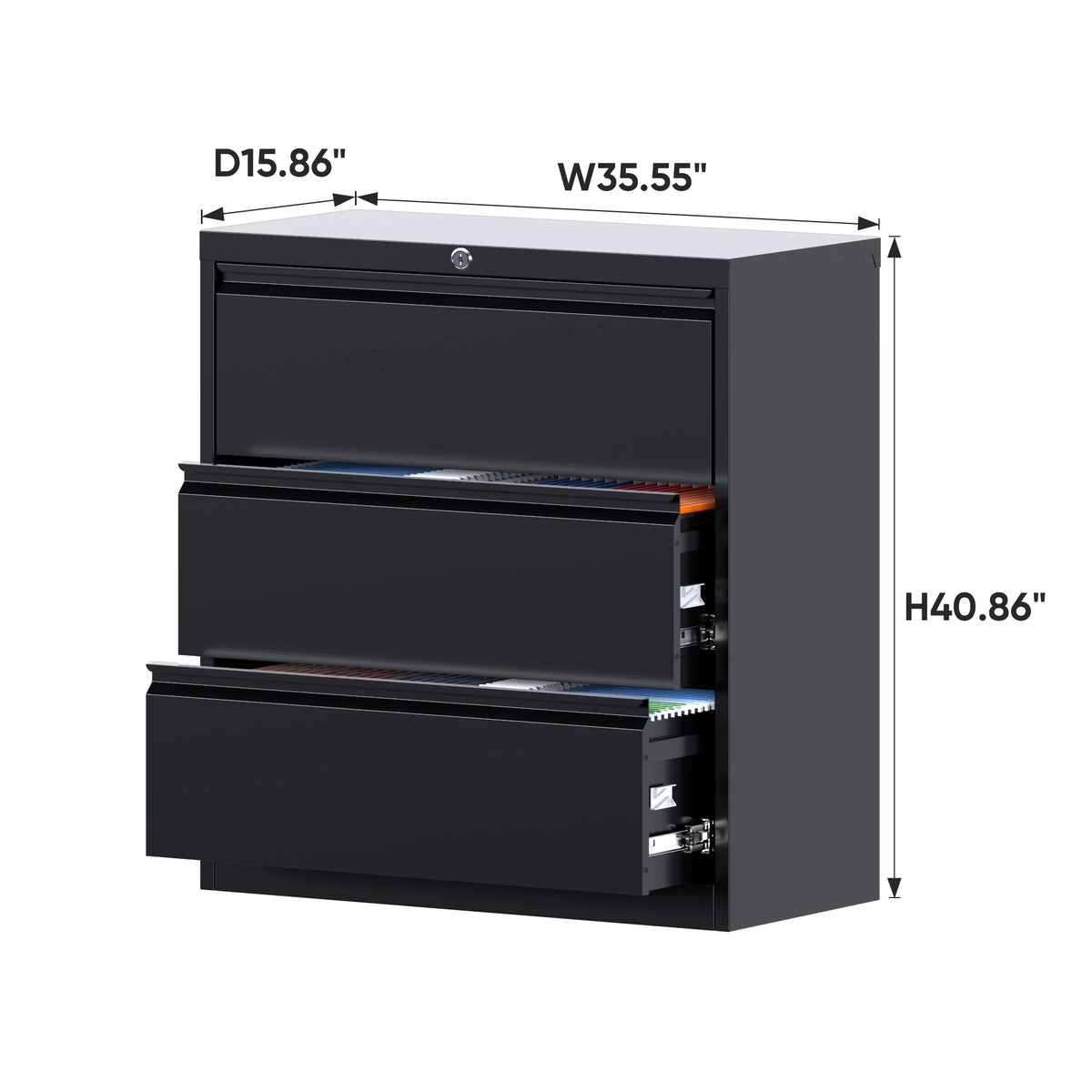 3 Drawer Metal Lateral File Cabinet with Lock R45773