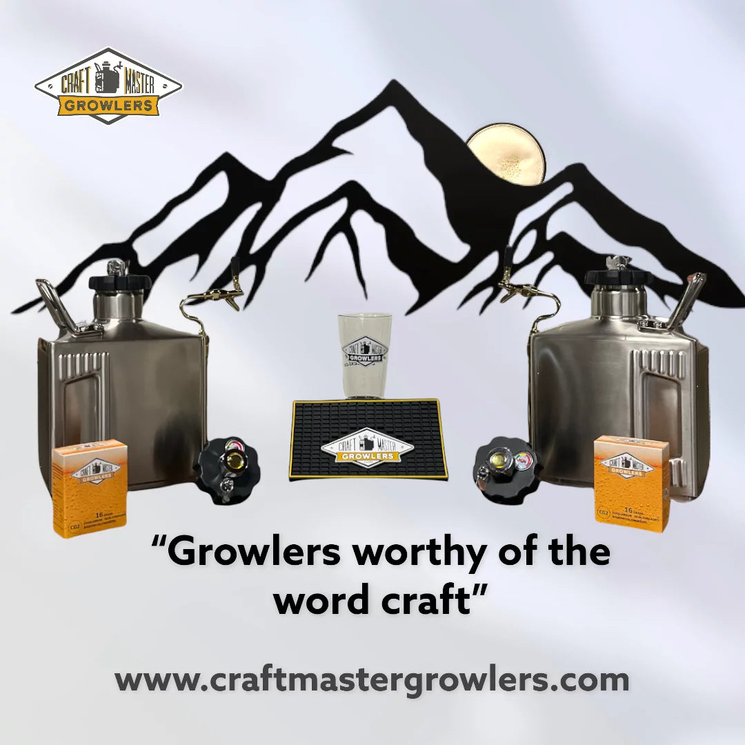 128 oz Brushed Polish Pressurized Growler with Cap and Tap J94734