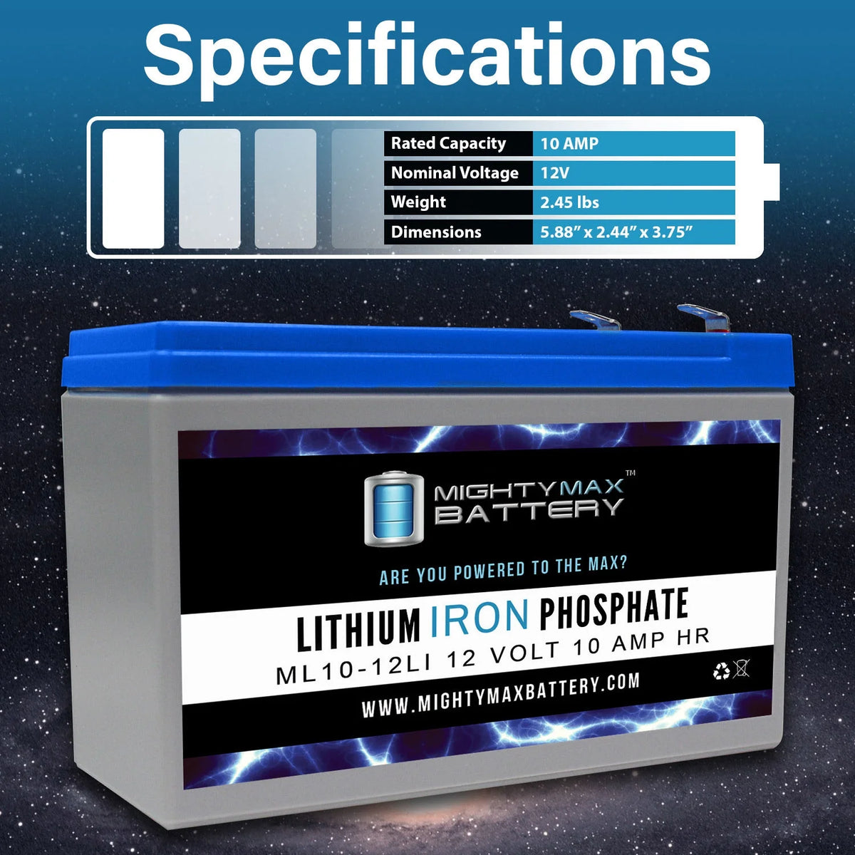 12V 10AH Lithium Replacement Battery 4 Pack T560