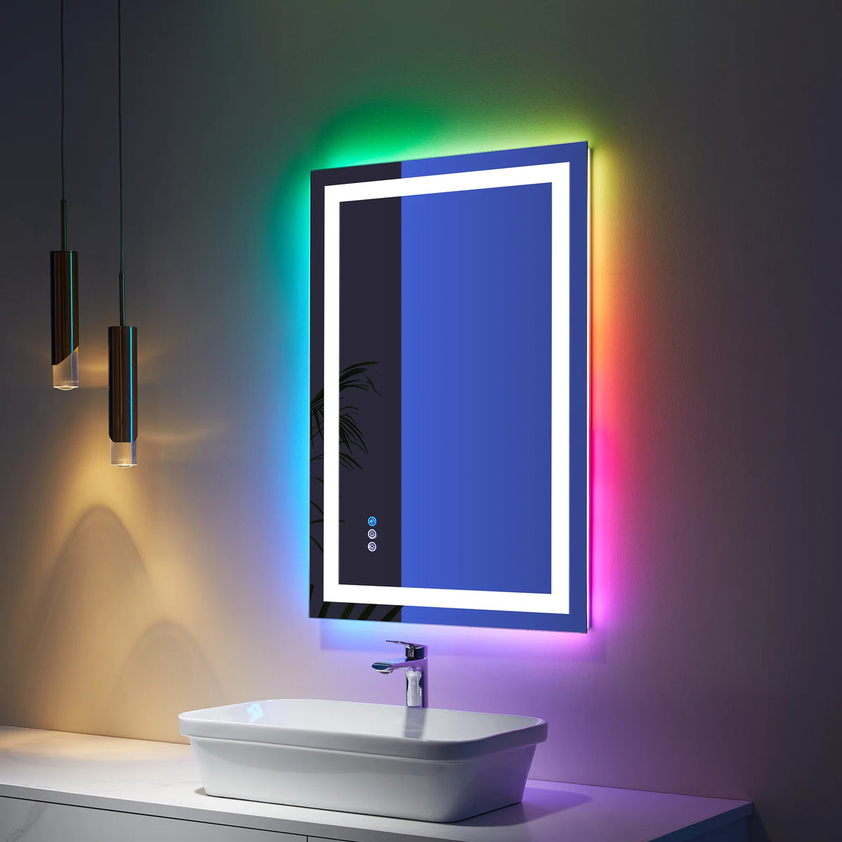 24X36 inch RGB LED Bathroom Mirror Anti-Fog Smart Touch R5817