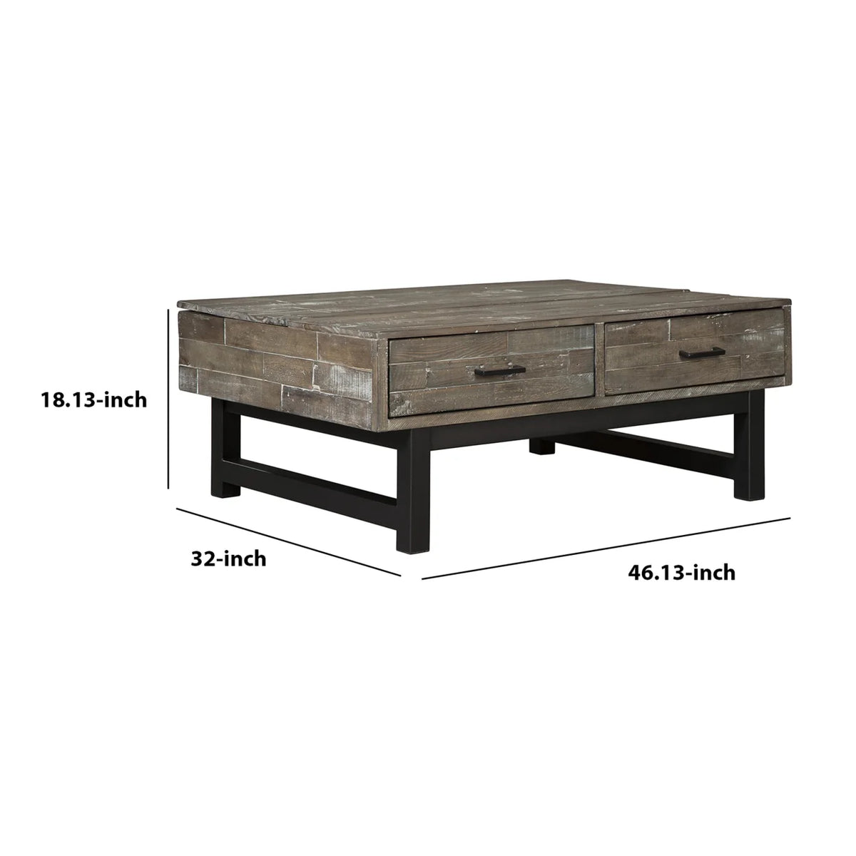 2 Drawer Wooden Lift Top Cocktail Table with Block Legs Brown and Black H113953