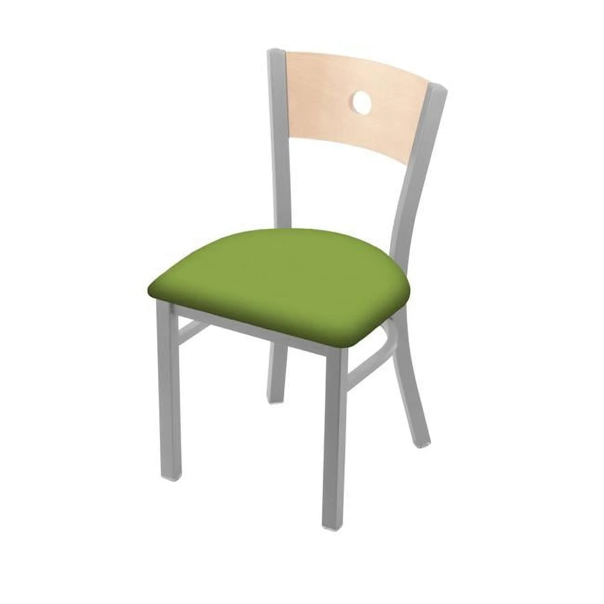 18 in. Chair with Anodized Nickel Finish, Natural Back & Kiwi Green Seat N231916