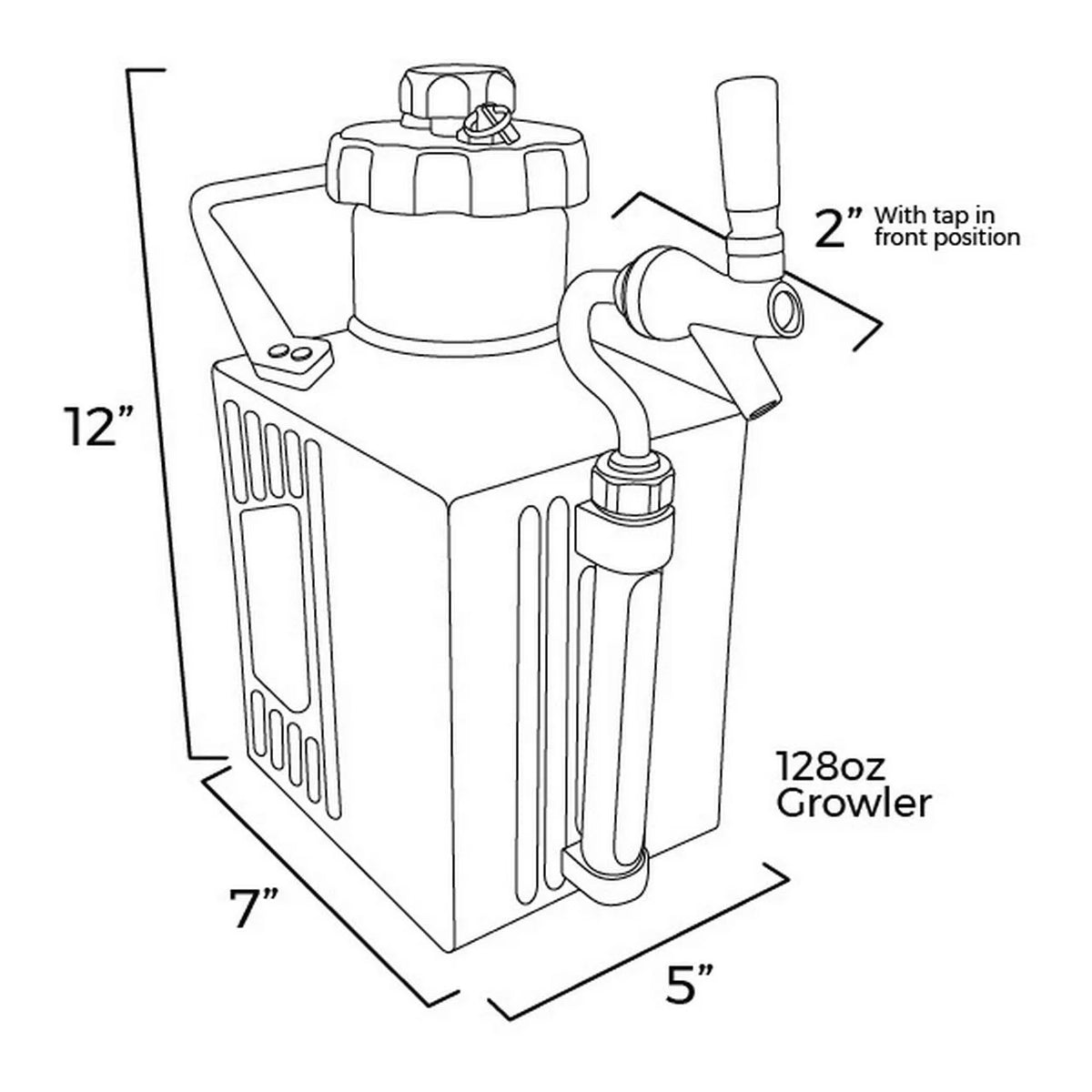 128 oz Brushed Polish Pressurized Growler with Cap and Tap J94734