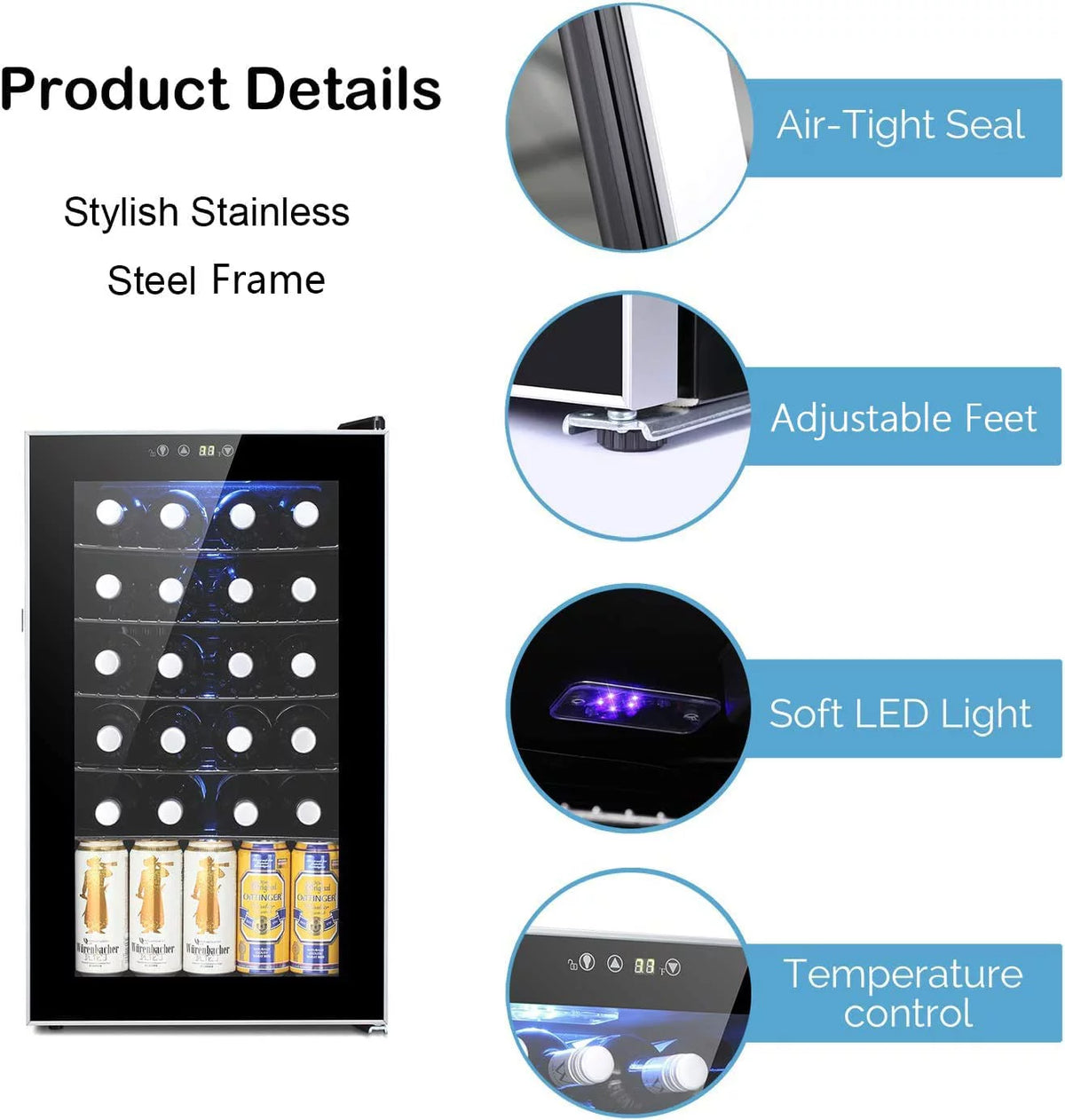 24 Bottle Wine Cooler Beverage Refrigerator Black T640