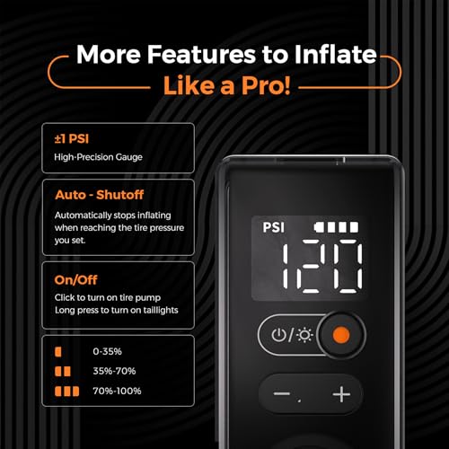 120 PSI Portable Electric Bike Tire Pump with Gauge S16889