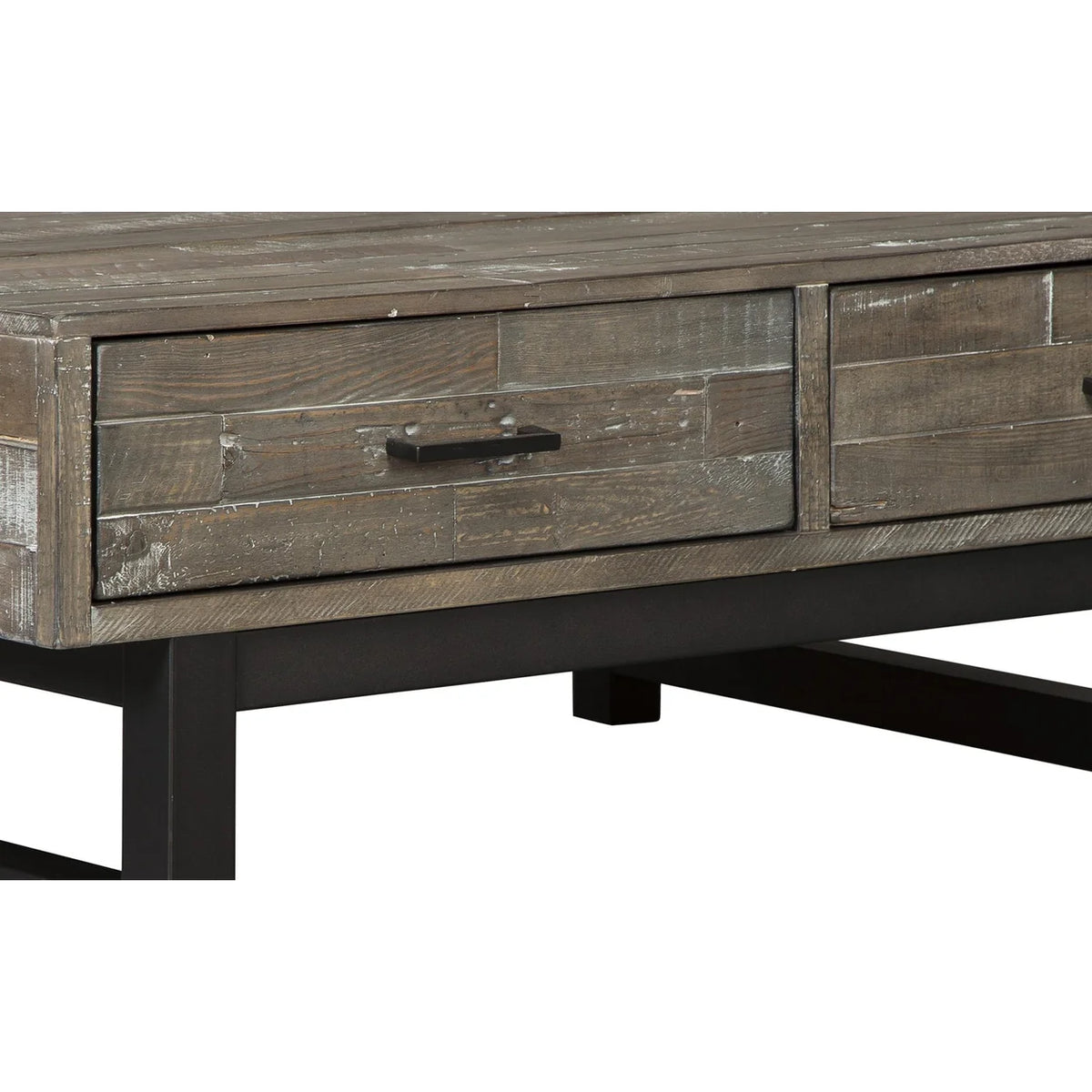 2 Drawer Wooden Lift Top Cocktail Table with Block Legs Brown and Black H113953