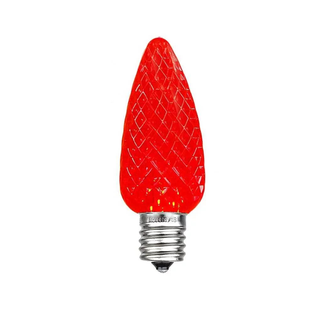 25 Pack C9 LED Faceted Dimmable Outdoor Christmas Replacement Bulbs, Red U88288