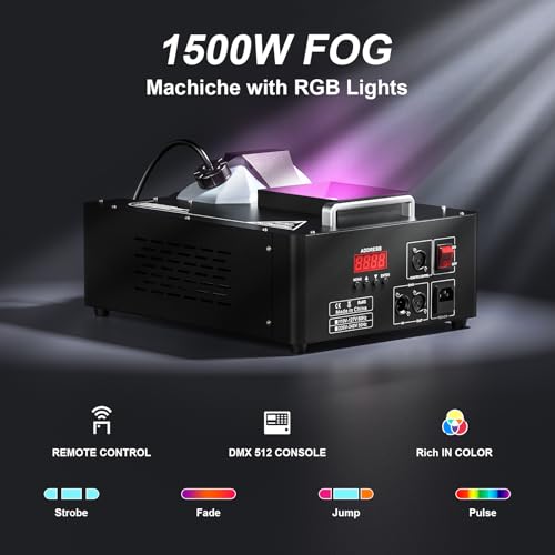 1500W Fog Machine with Lights 24 RGB LED 2.5 Liters L8792