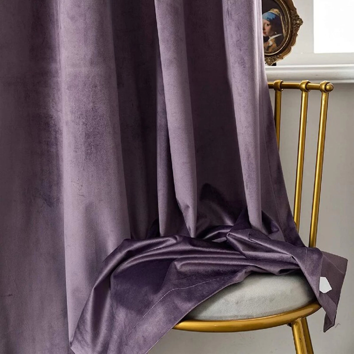 2 Panels Purple Velvet Light Blocking Curtains 52x84 inch S713674