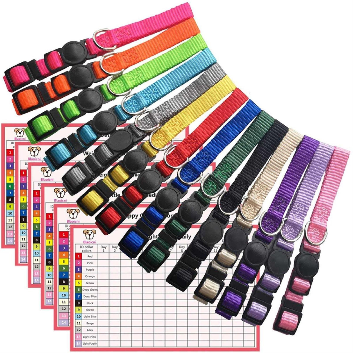 14PCS Soft Nylon Adjustable Breakaway Puppy ID Collar E8082