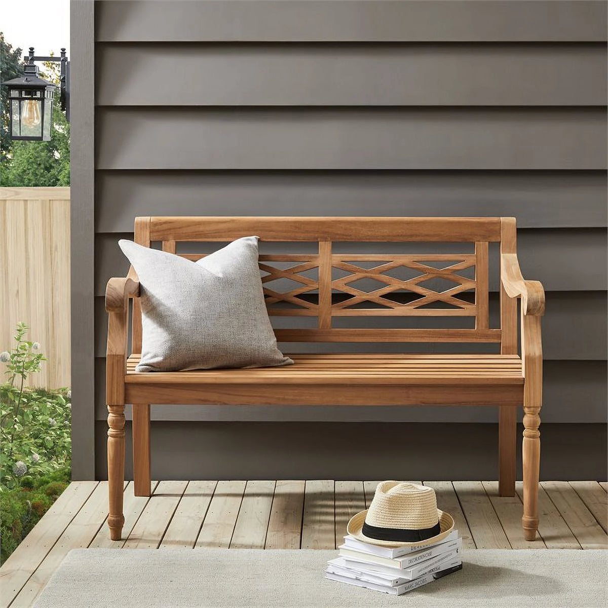 2-Person Teak Wood Indoor Outdoor Bench X24916