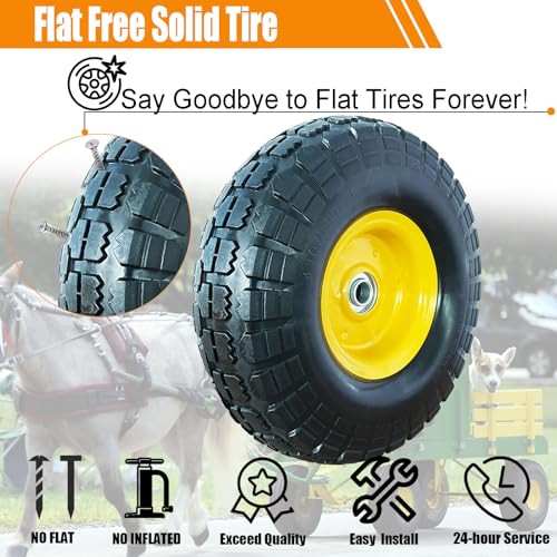 10" Flat Free Solid Tire and Wheel with 5/8" Bearings, 2 Pack A122127