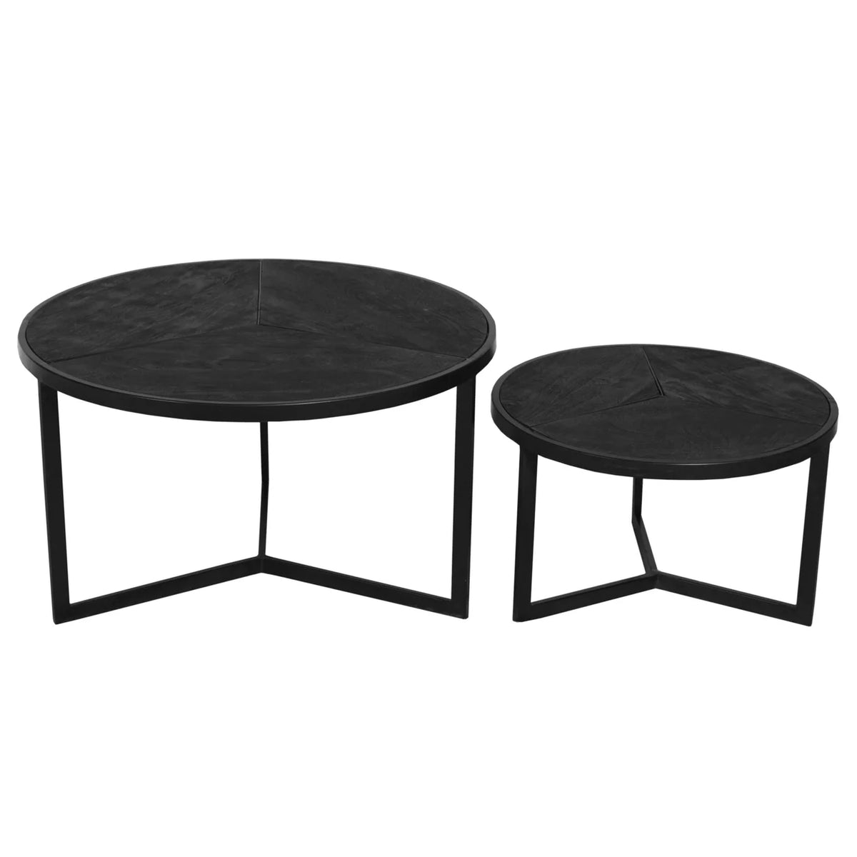 20 Inch Round Nesting Coffee Table Set Of 2 Mango Wood B863