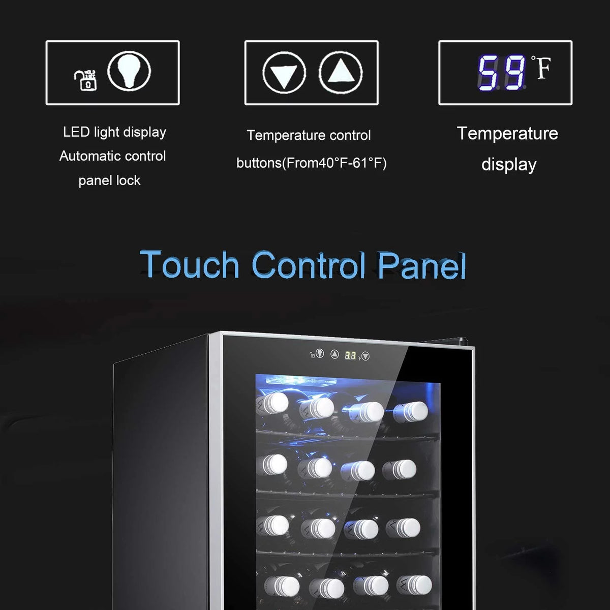 24 Bottle Wine Cooler Beverage Refrigerator Black T640
