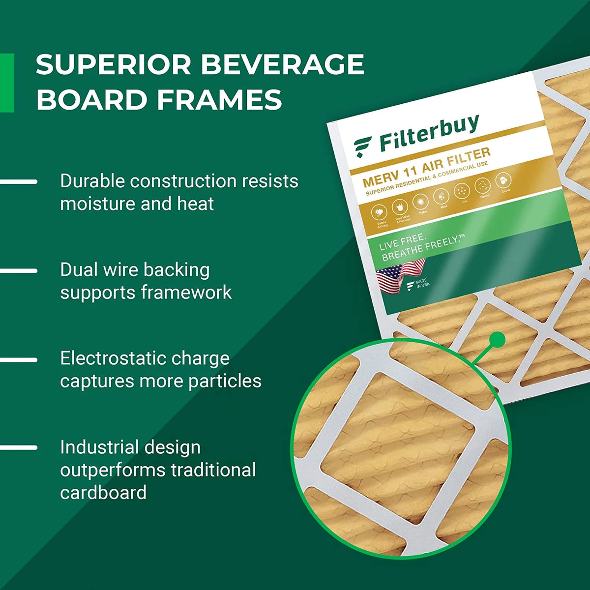 16x25x5 MERV 11 Pleated HVAC Air Filters (3-Pack) U479