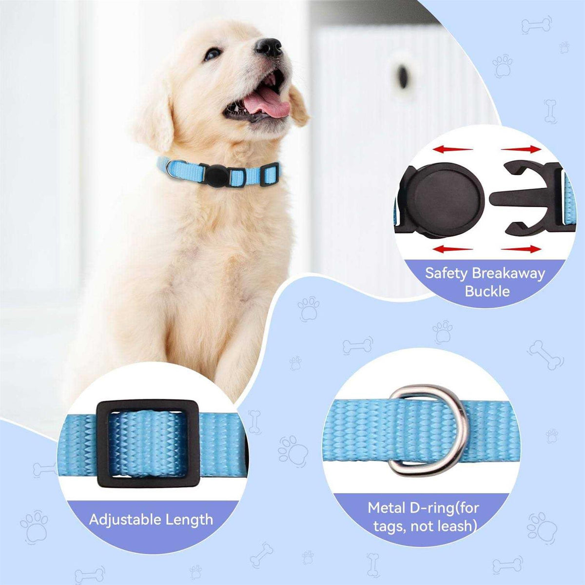 14PCS Soft Nylon Adjustable Breakaway Puppy ID Collar E8082