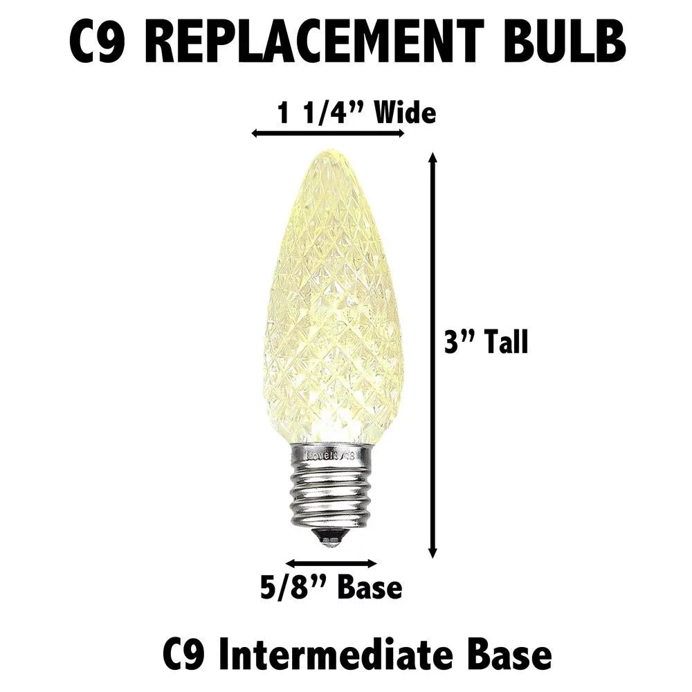 25 Pack C9 LED Faceted Dimmable Outdoor Christmas Replacement Bulbs, Red U88288
