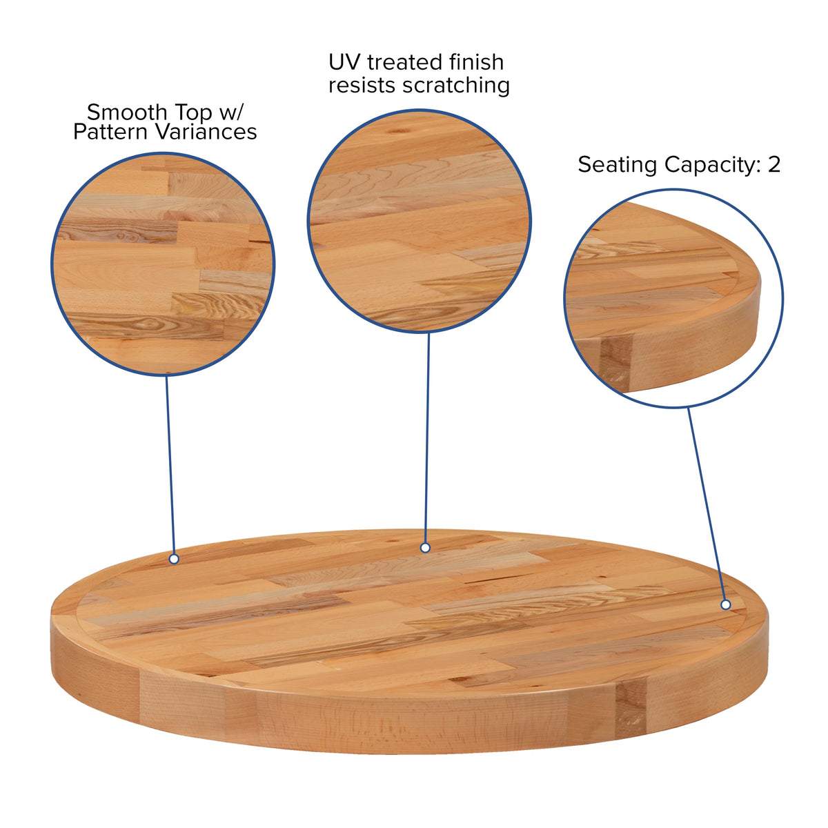24" Round Butcher Block Style Table Top Q788