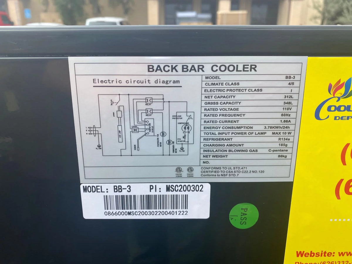 3 Glass Door Beverage Cooler P411562