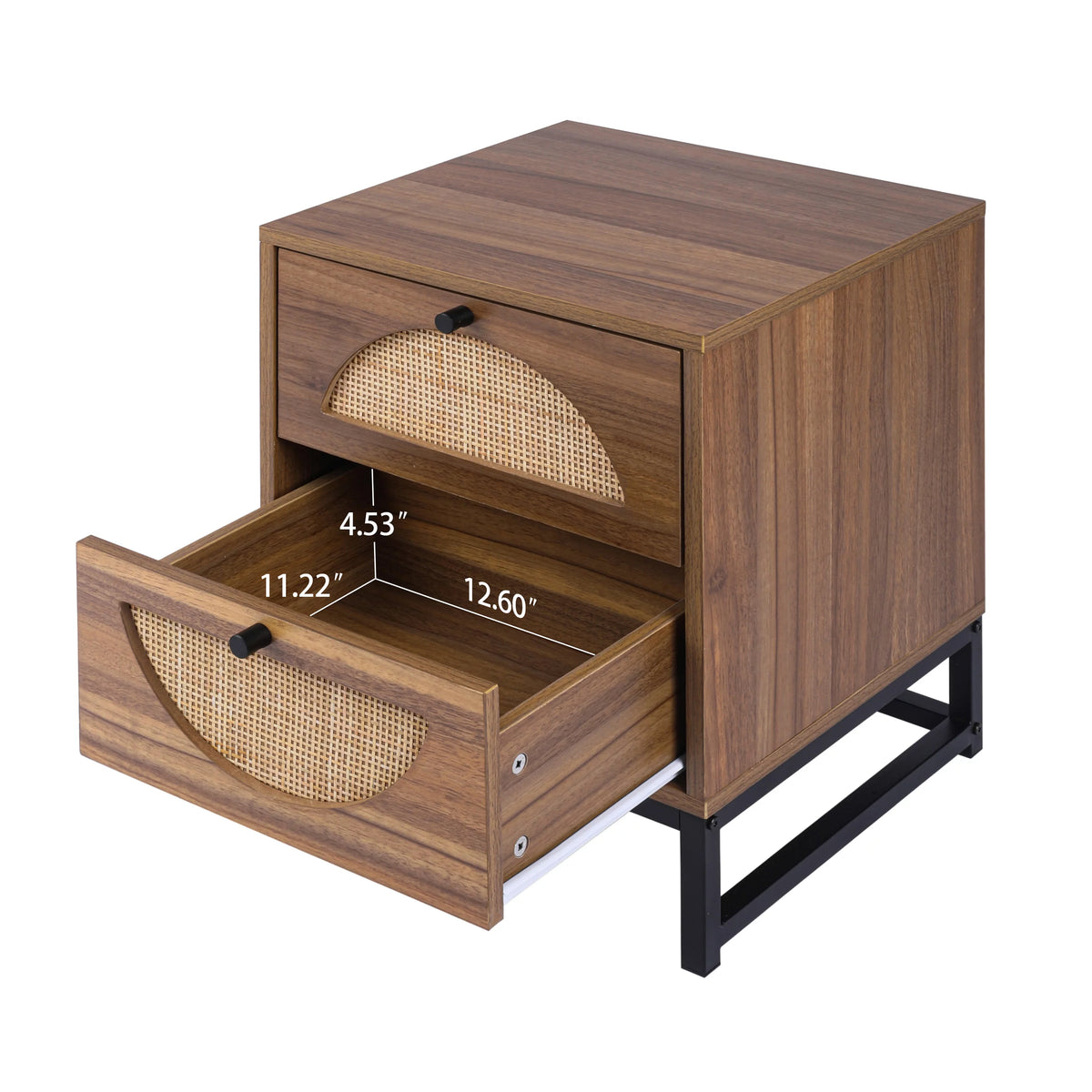 2 Hand Made Rattan Decorated Drawers Nightstand E656039