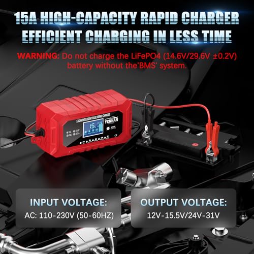 12V/24V LiFePO4 & Lead Acid Car Battery Charger Z2080