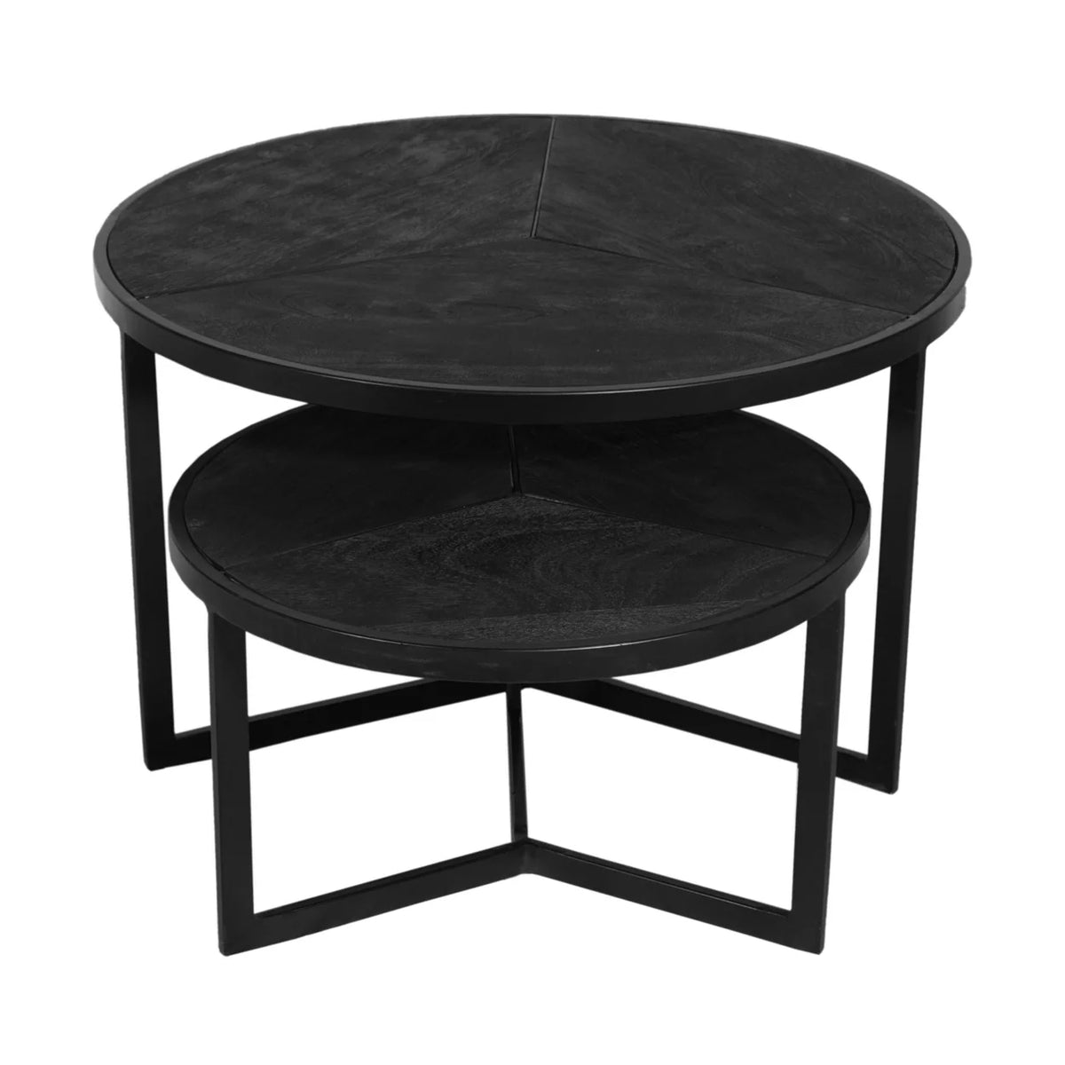 20 Inch Round Nesting Coffee Table Set Of 2 Mango Wood B863
