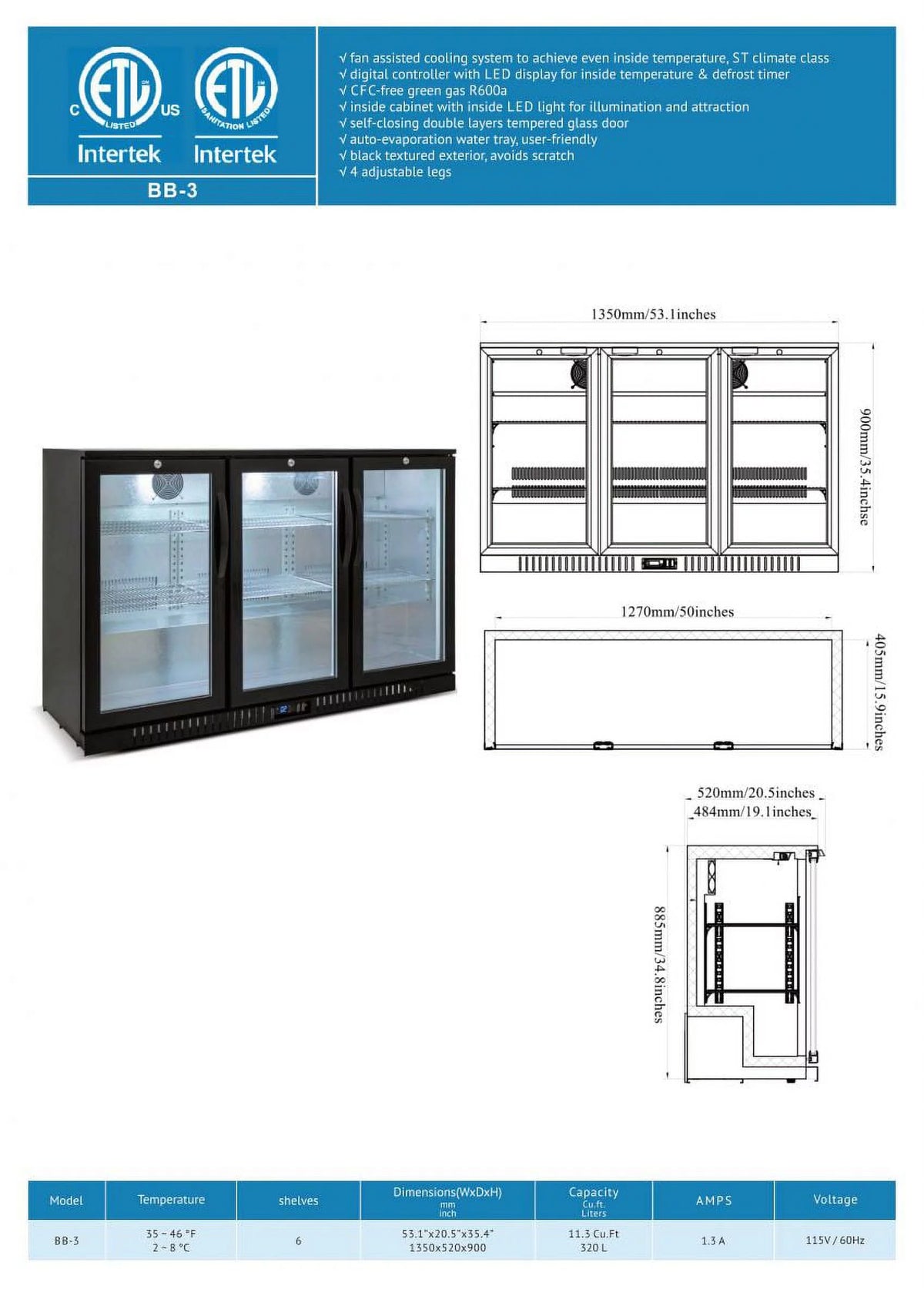 3 Glass Door Beverage Cooler P411562